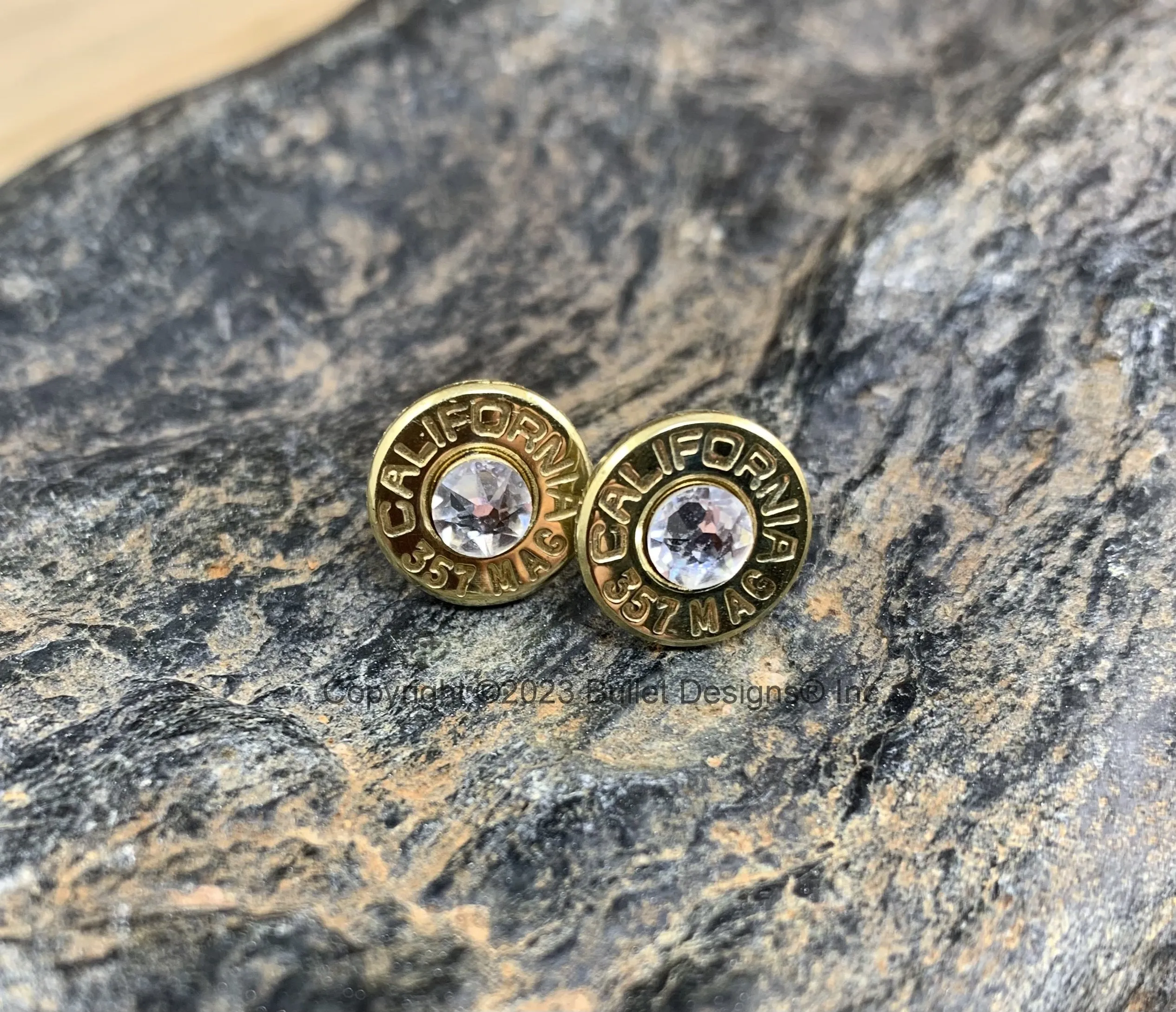 Bullet Stud Earrings, California 357 Mag Brass Bullet Stud Earrings , Sterling Silver Stud Earrings