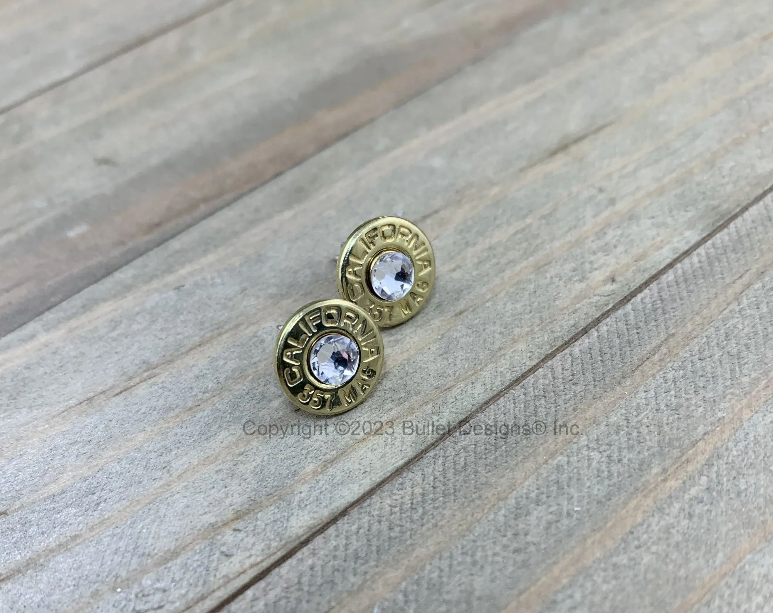 Bullet Stud Earrings, California 357 Mag Brass Bullet Stud Earrings , Sterling Silver Stud Earrings