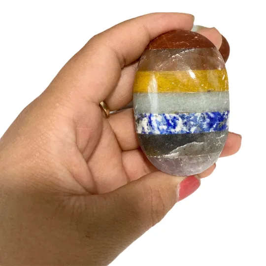 Chakra Palmstone, Chakra Balancing, Seven Chakra Stone, Meditation Crystals, Reiki and Healing, Rainbow Chakra, Anxiety Relief Crystals