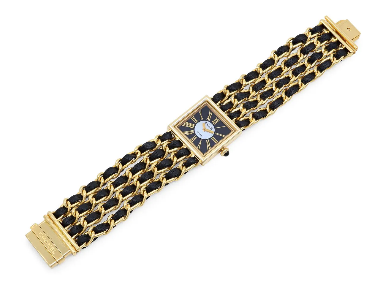 Chanel 'Mademoiselle' Watch in 18K Gold and Leather