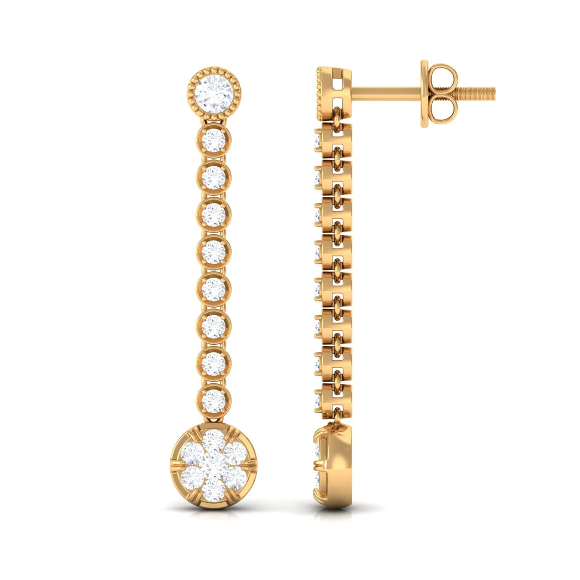 Classic Cubic Zirconia Dangle Earrings with Screw Back