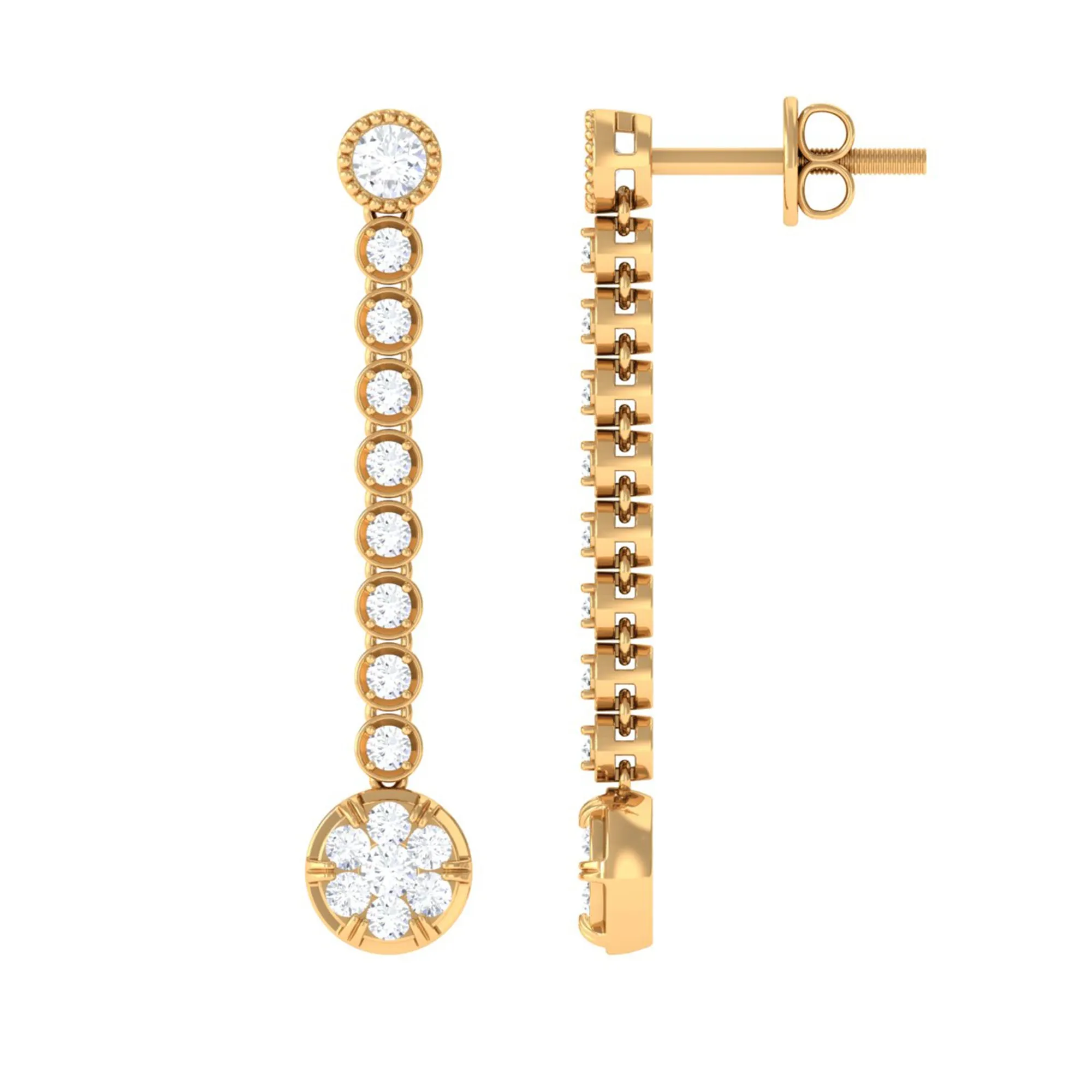 Classic Cubic Zirconia Dangle Earrings with Screw Back