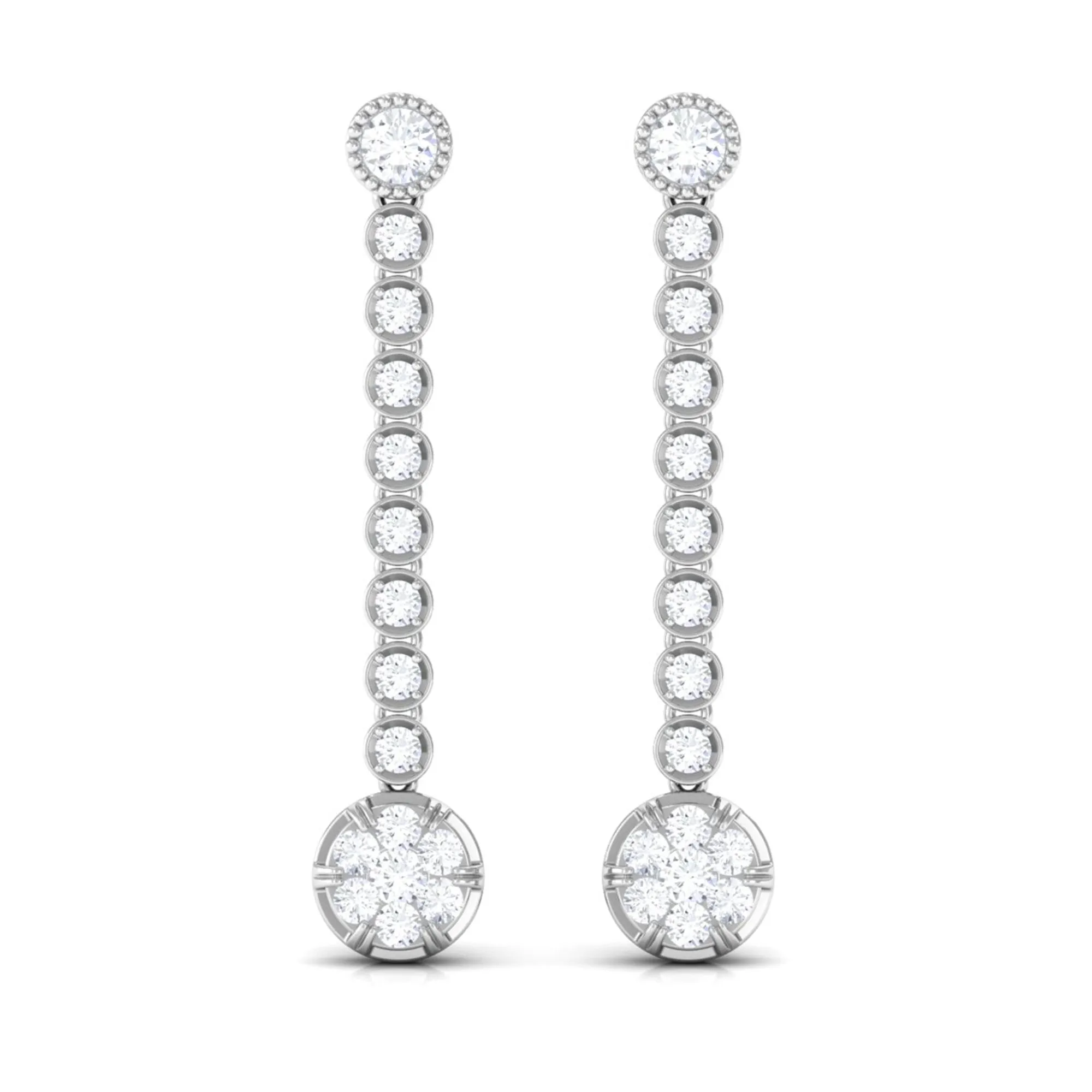 Classic Cubic Zirconia Dangle Earrings with Screw Back