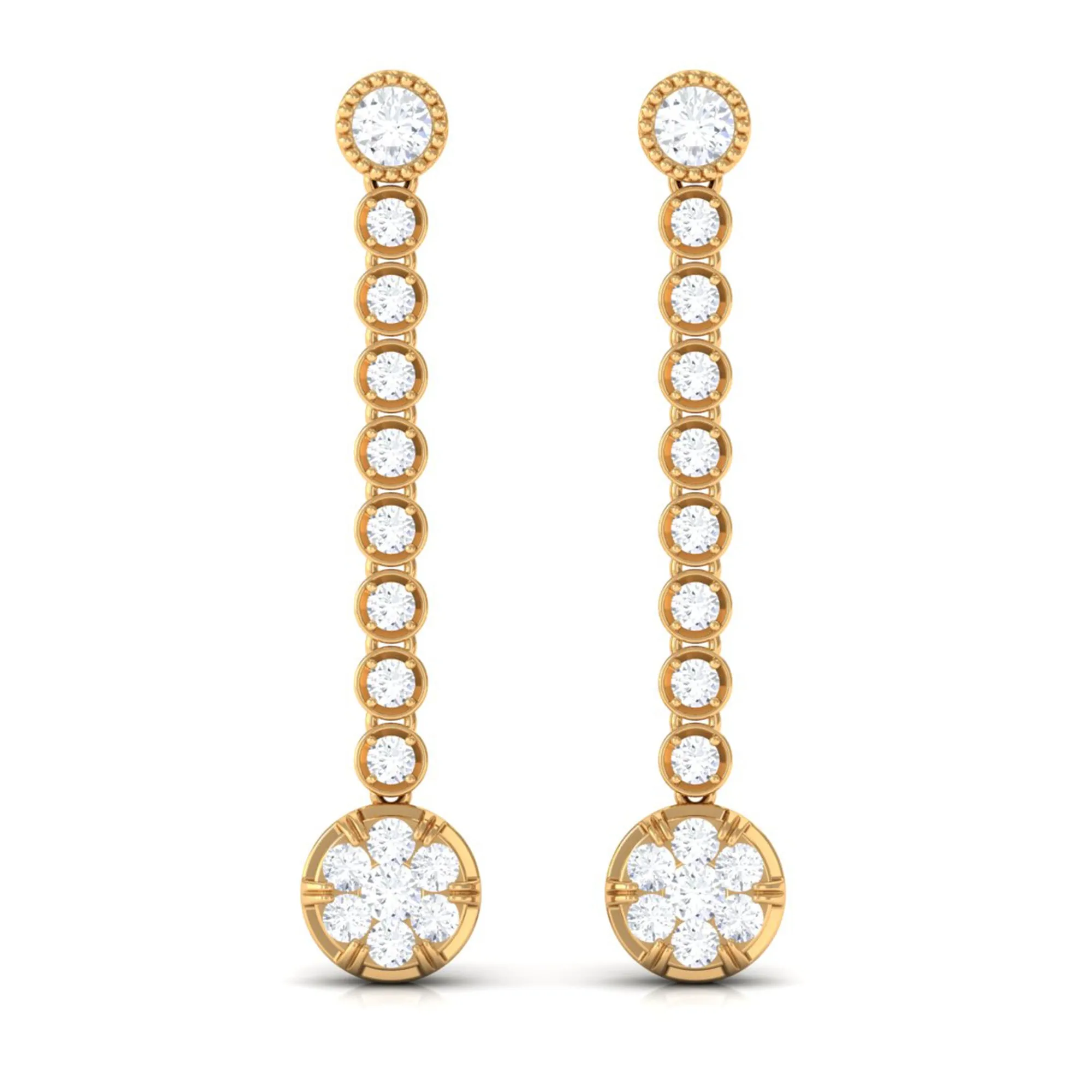 Classic Cubic Zirconia Dangle Earrings with Screw Back