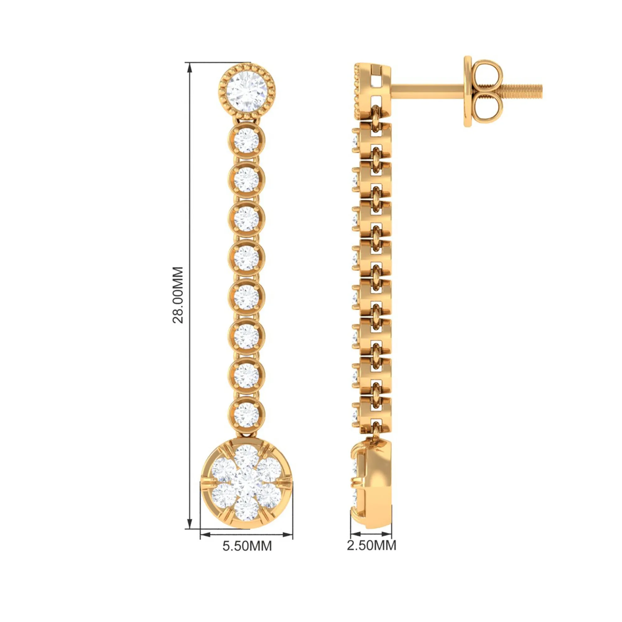 Classic Cubic Zirconia Dangle Earrings with Screw Back