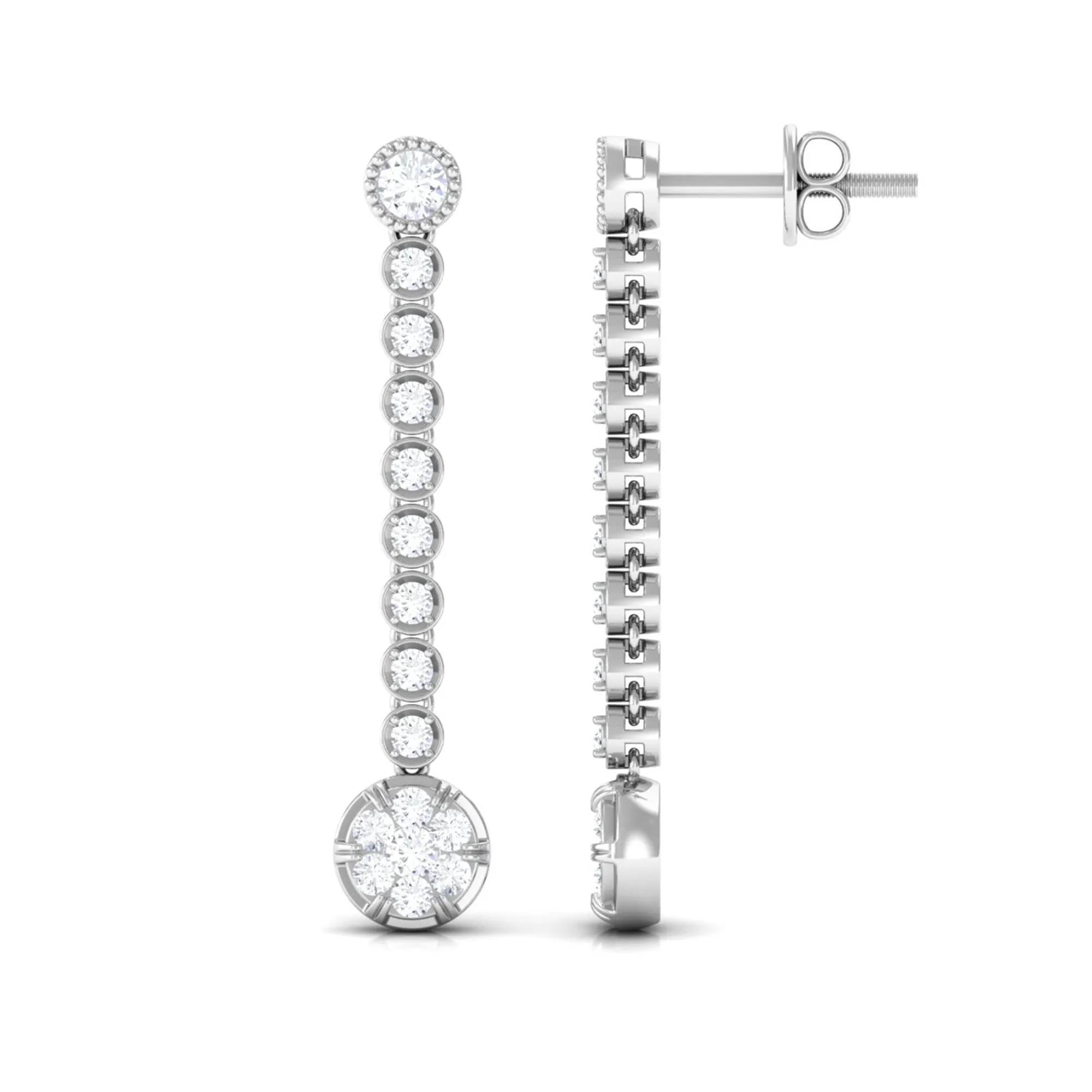 Classic Cubic Zirconia Dangle Earrings with Screw Back