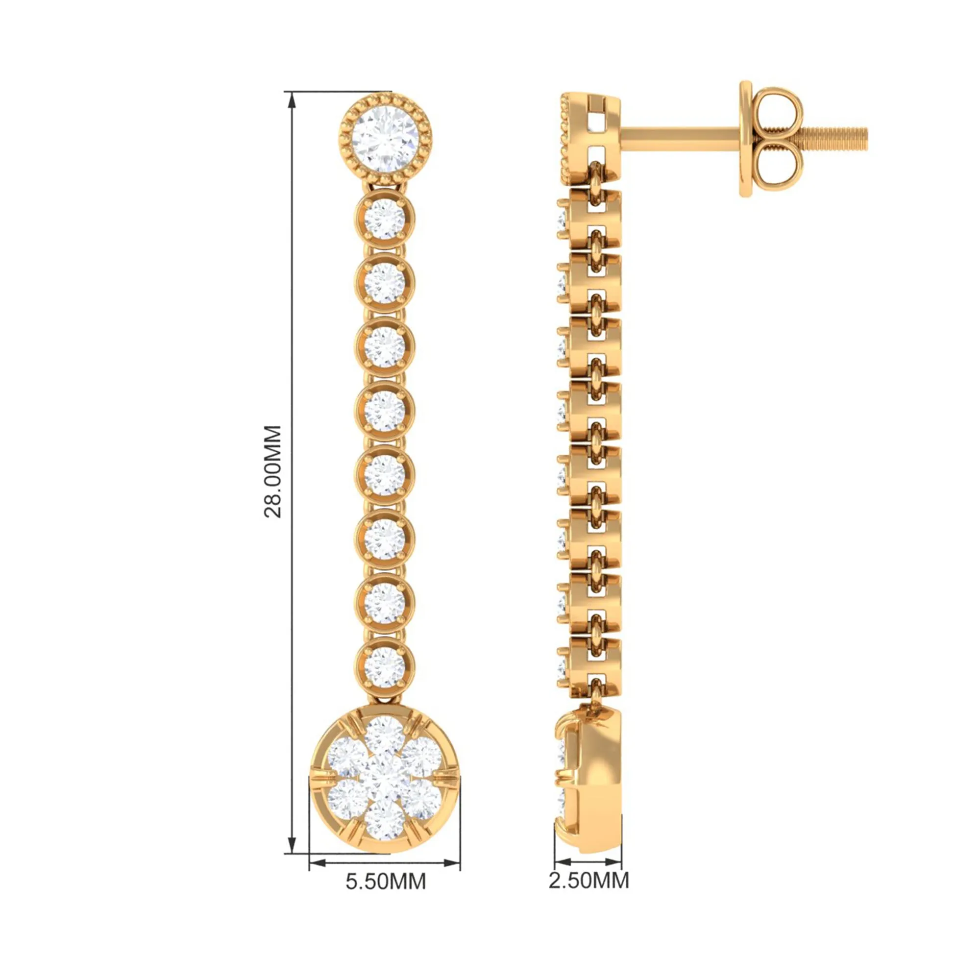 Classic Cubic Zirconia Dangle Earrings with Screw Back
