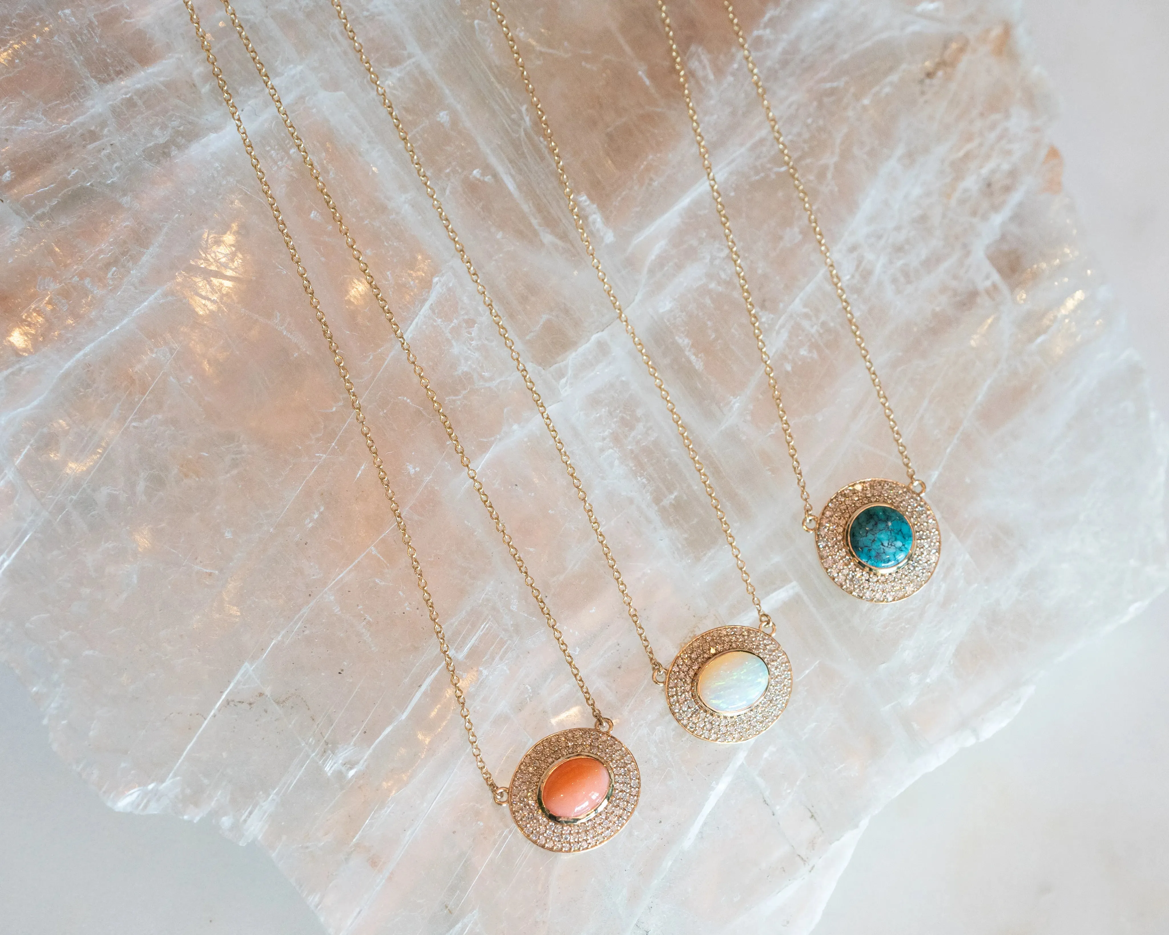 Coral and Diamond Medallion Necklace