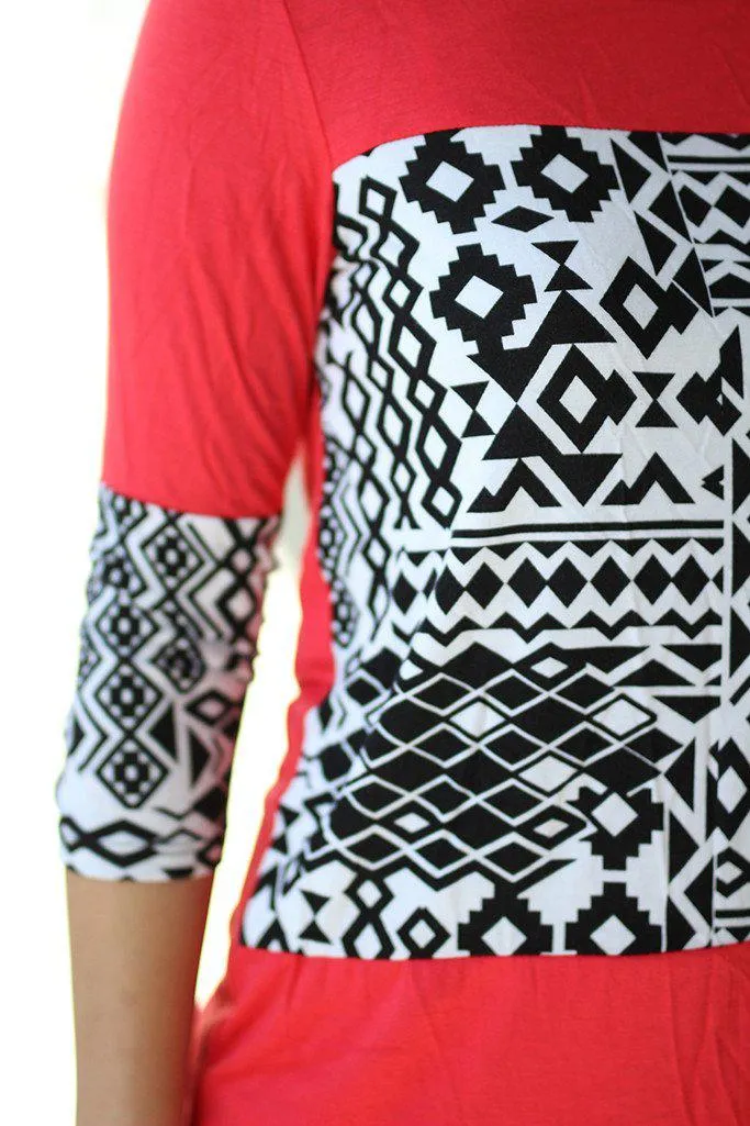 Coral Aztec Top