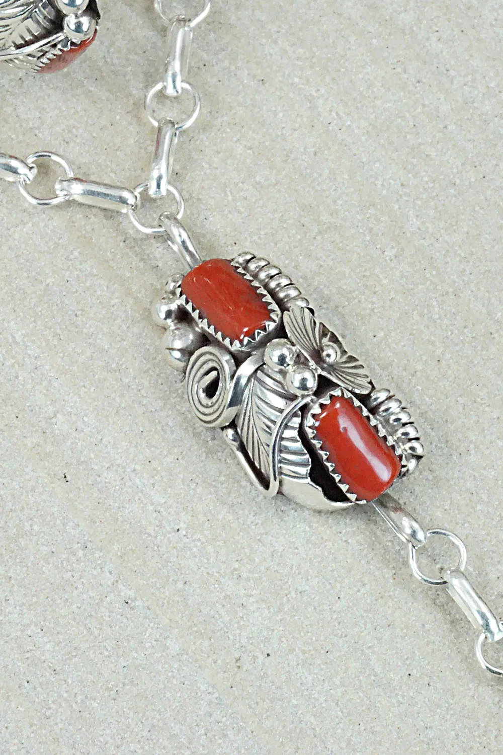 Coral Bracelet and Ring - Max Calladitto - Size 7.5 (Adj.)