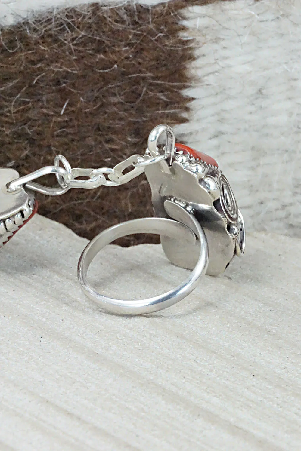 Coral Bracelet and Ring - Max Calladitto - Size 7.5 (Adj.)