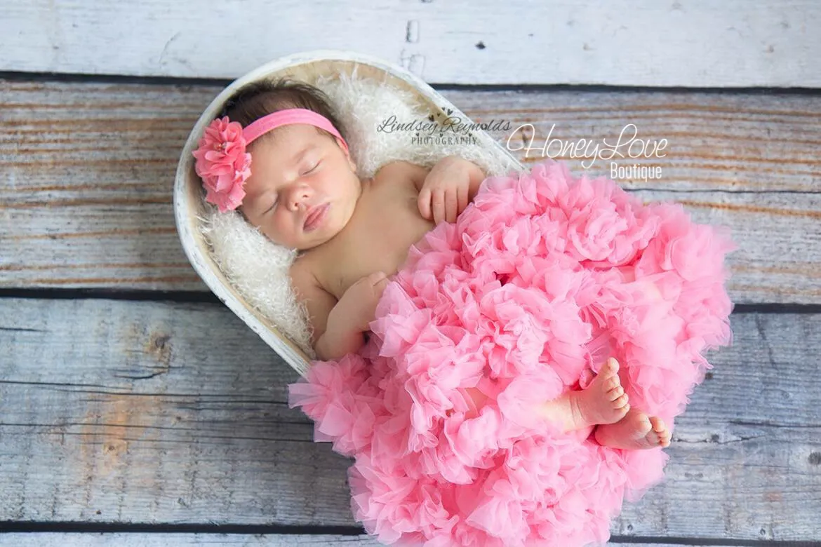 Coral Pink and Coral shabby chiffon flower headband
