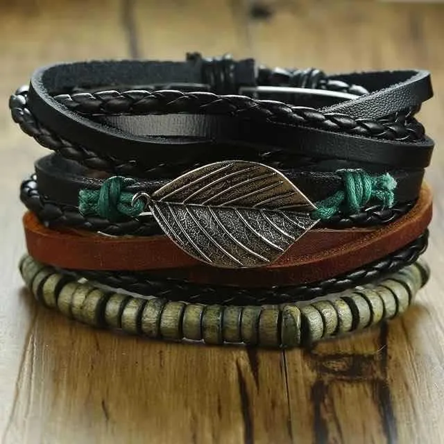Cowhide Bracelet European And American Men's Leather Bracelet
