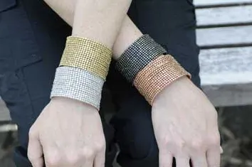 Cubist Beaded Cuff - Gold