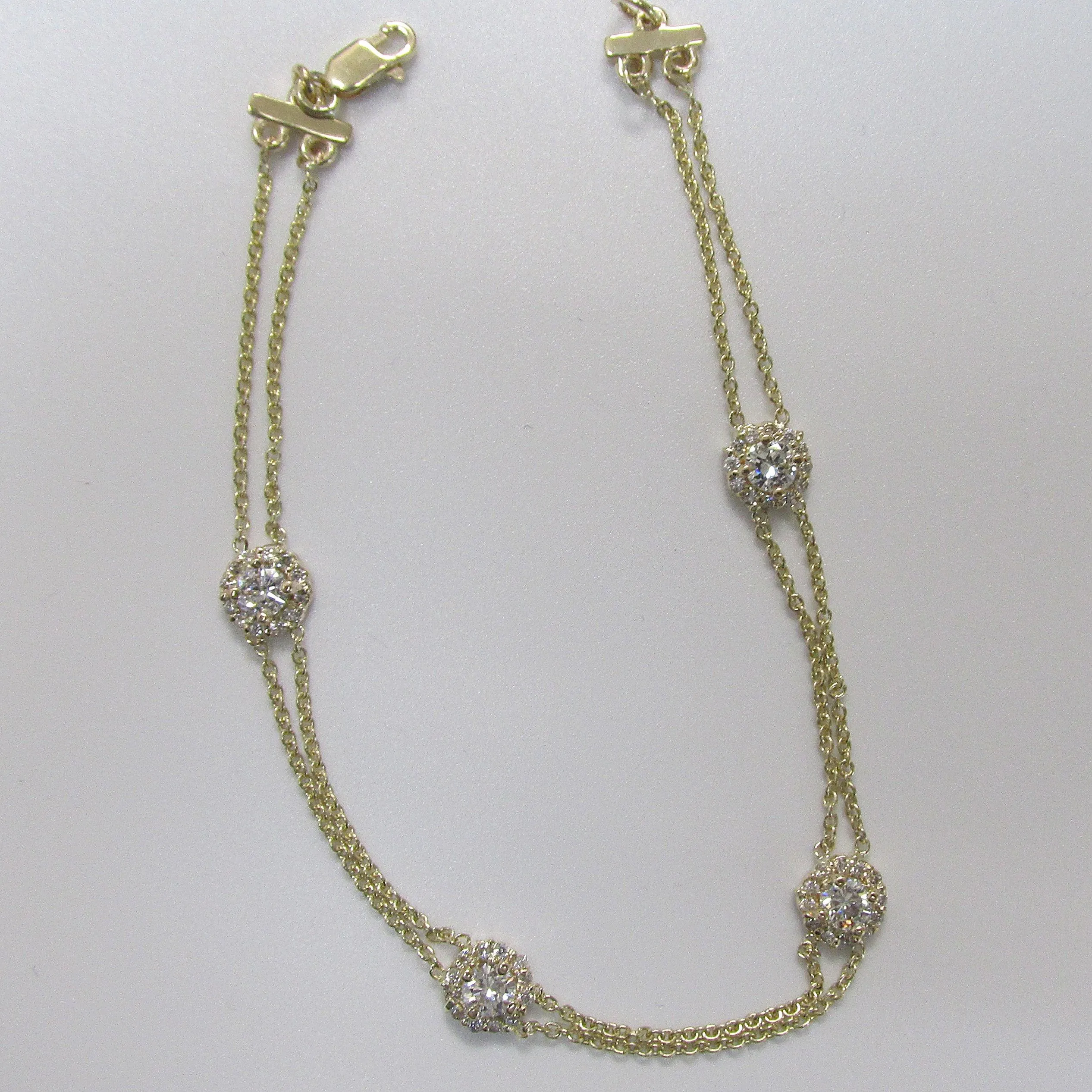 Diamond Halo Double Chain Bracelet
