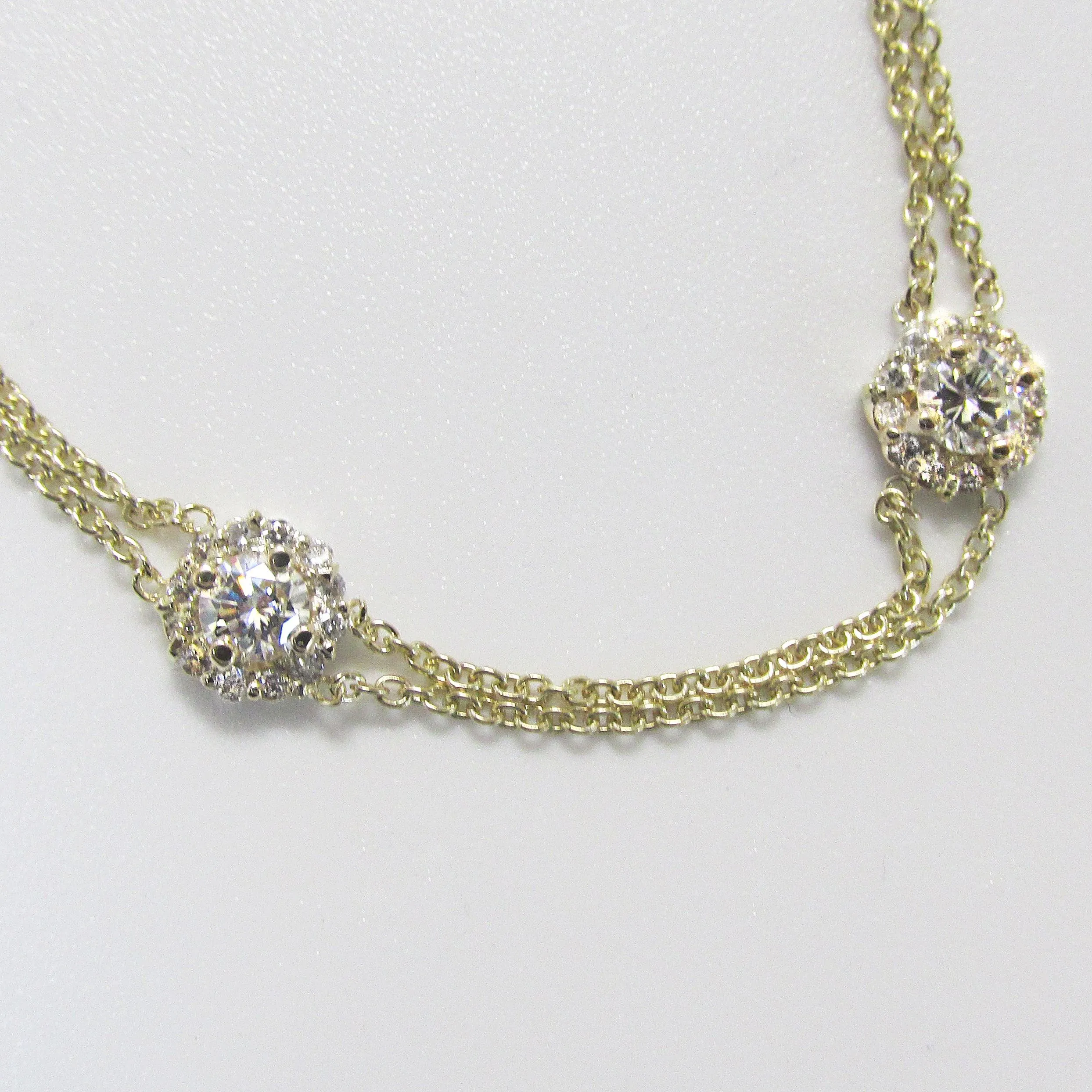 Diamond Halo Double Chain Bracelet