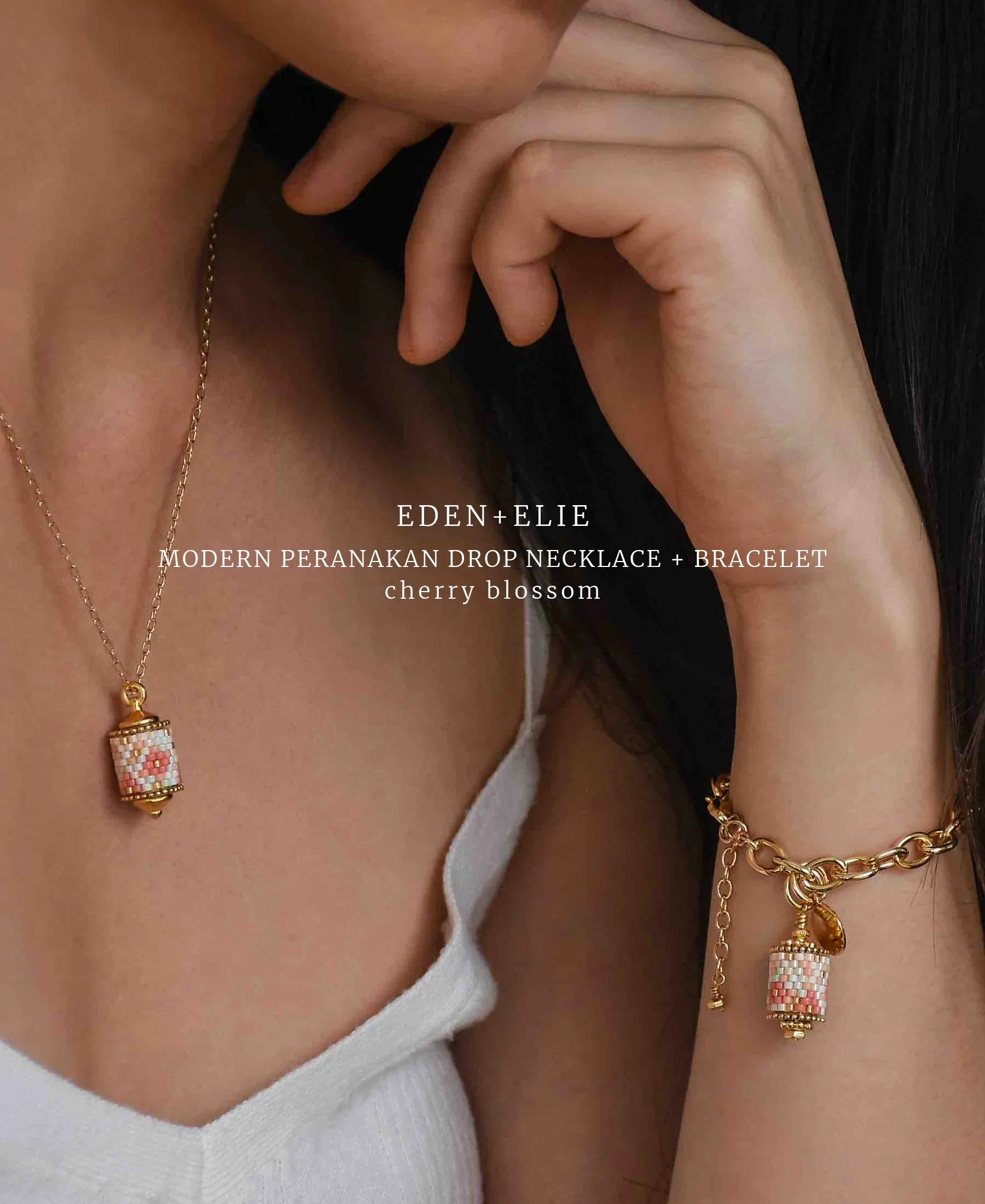EDEN   ELIE Modern Peranakan gold charm bracelet - peach