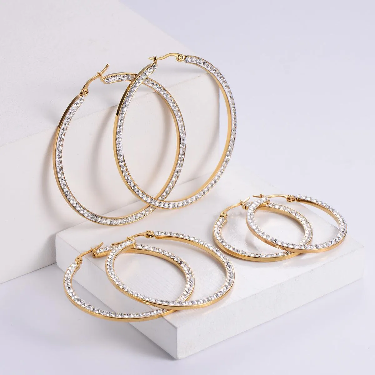 Elegant 18K Gold Plated Zircon Hoop Earrings – Perfect for Any Occasion