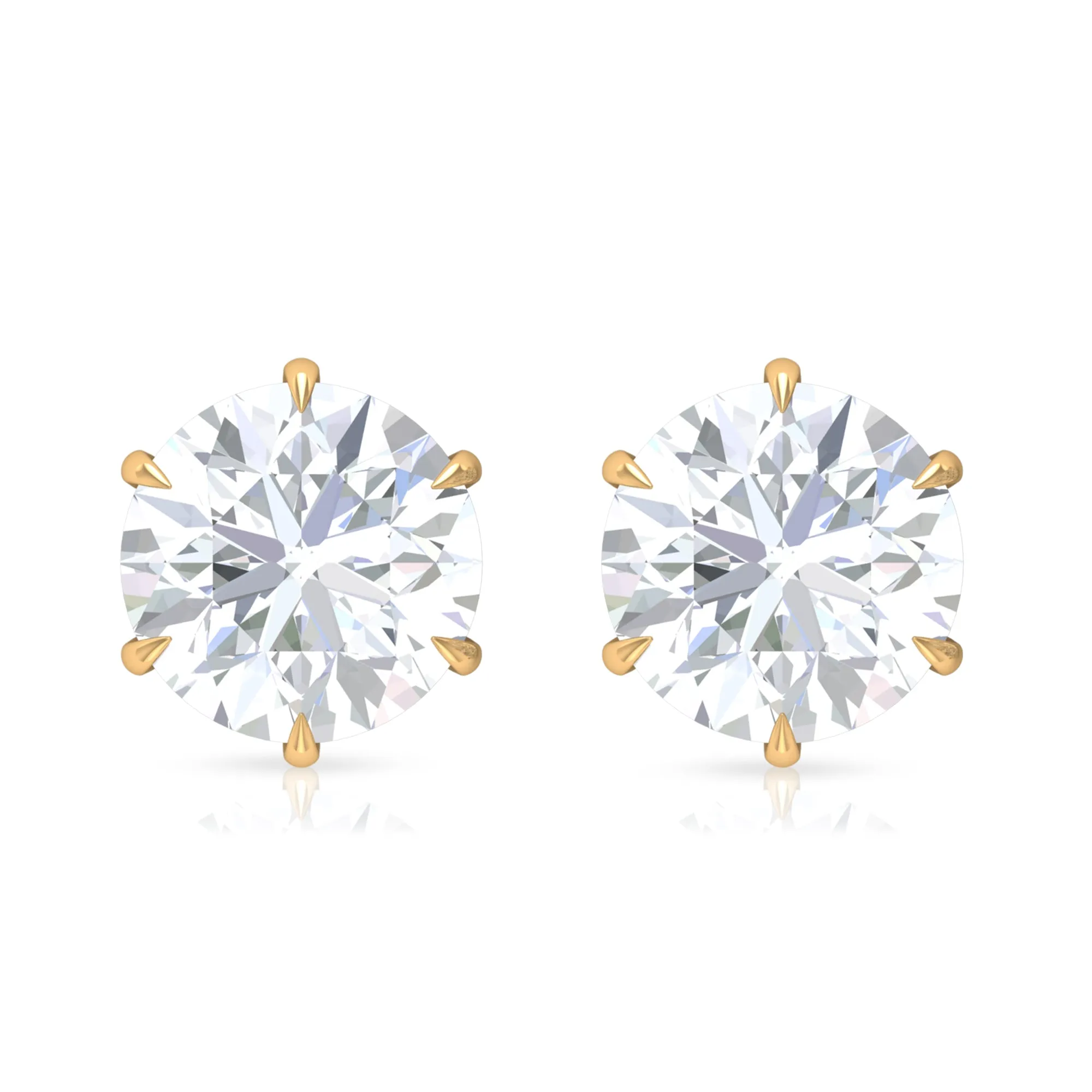Elegant Cubic Zirconia Solitaire Stud Earrings in Gold