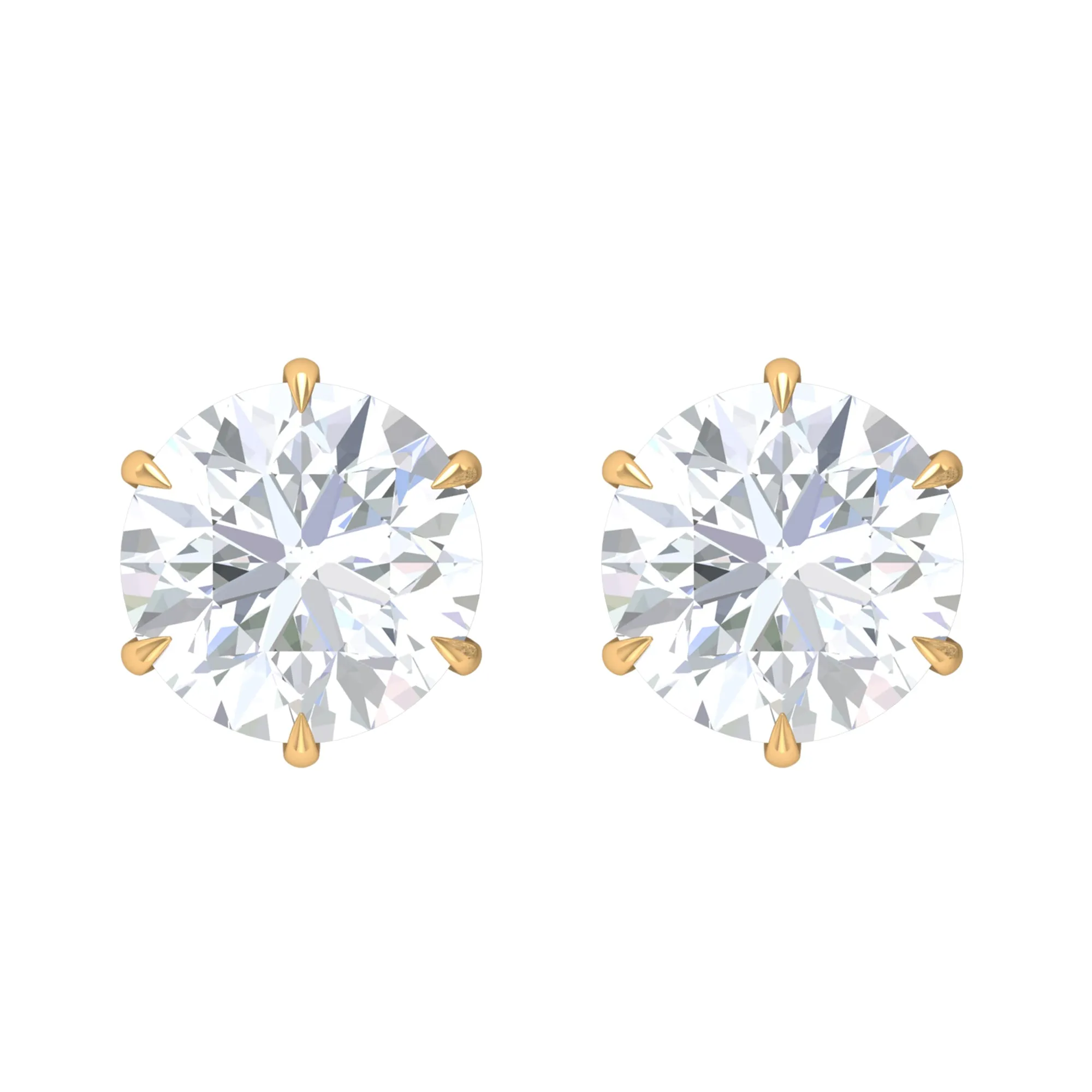 Elegant Cubic Zirconia Solitaire Stud Earrings in Gold
