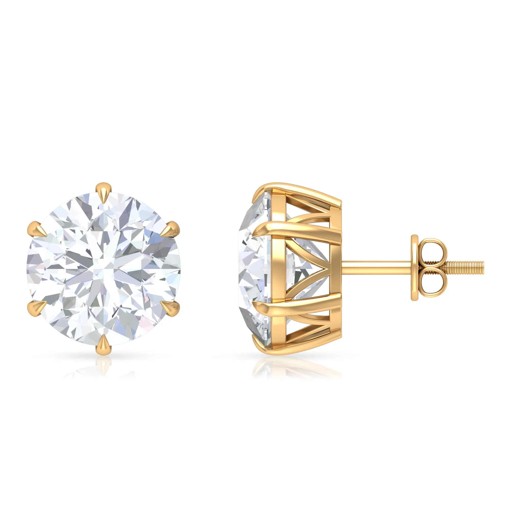 Elegant Cubic Zirconia Solitaire Stud Earrings in Gold