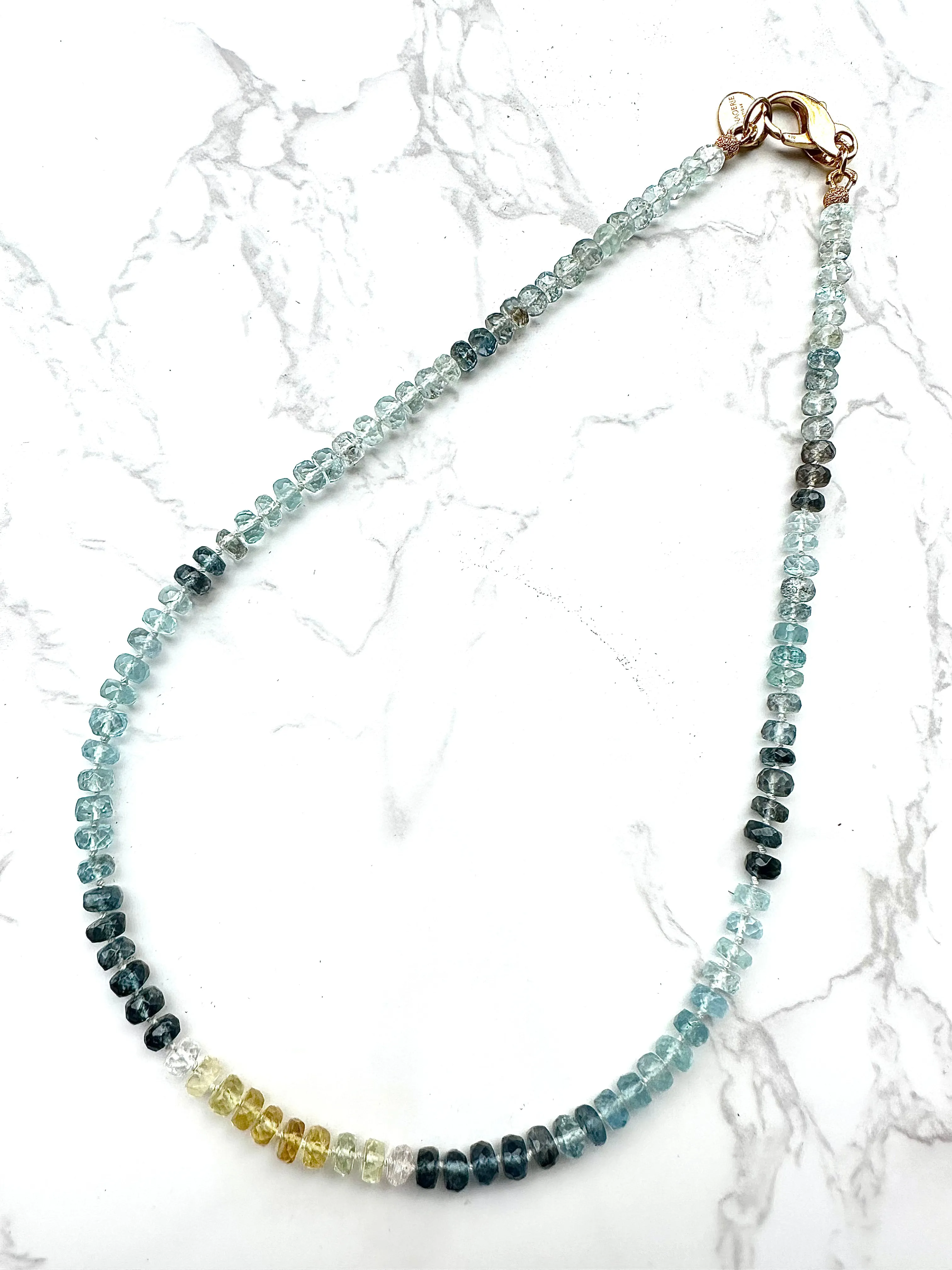Faceted Moss Aquamarine Knotted Necklace