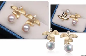 G14K Butterfly Orchid Edison Pearl Earrings
