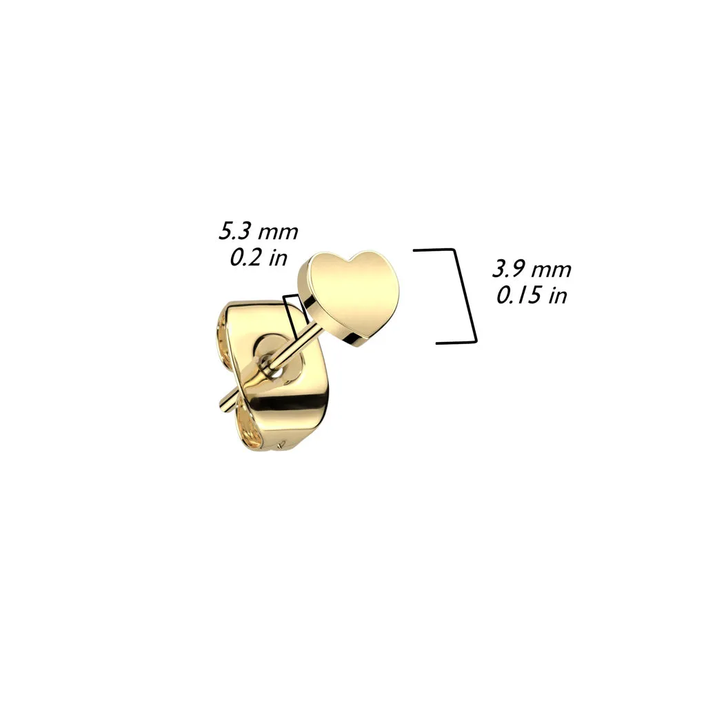 Gold Titanium Heart Earring with Traditional Butterfly Backing (PAIR)
