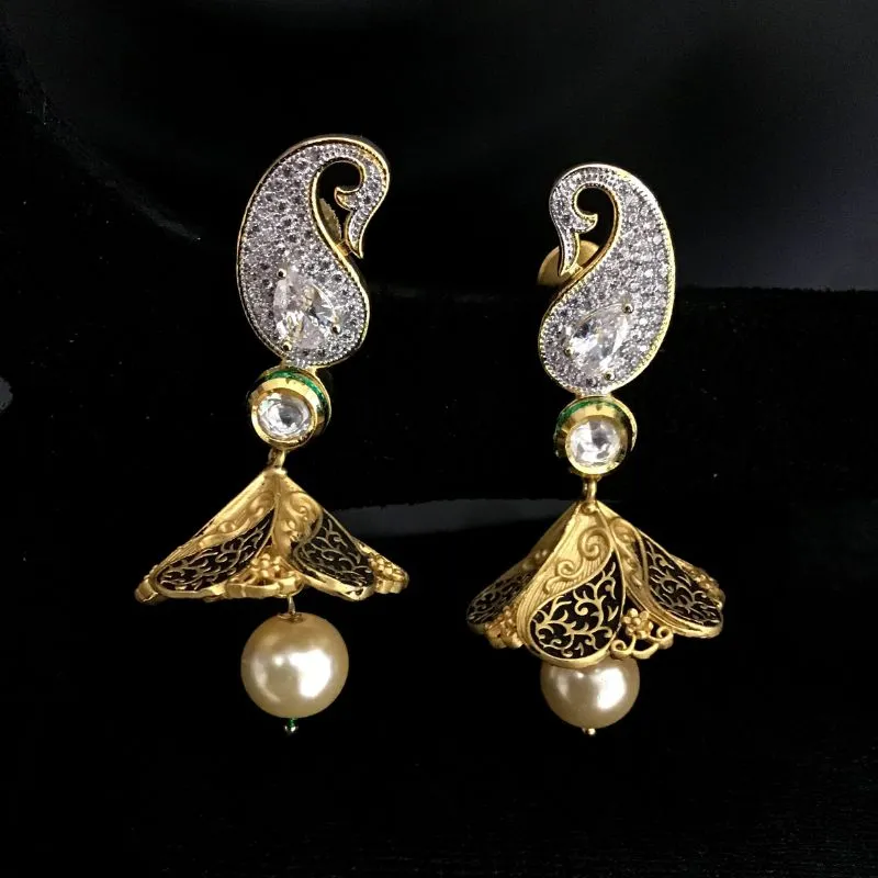 Gold Zircon/AD Earring 13684-0755