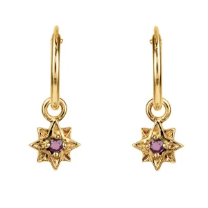 Guiding North Star Mini Hoops - Gold Rhodolite