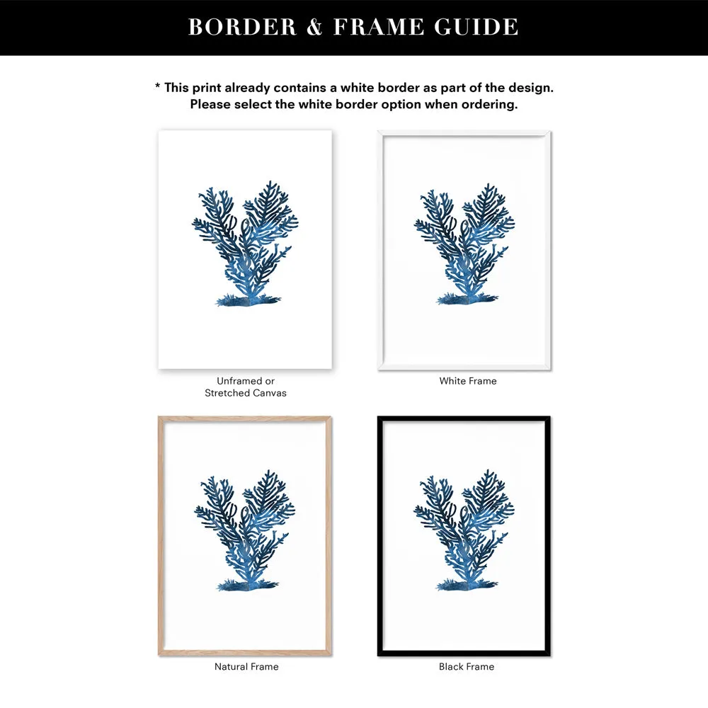 Hamptons Watercolour Blue Coral IV - Art Print