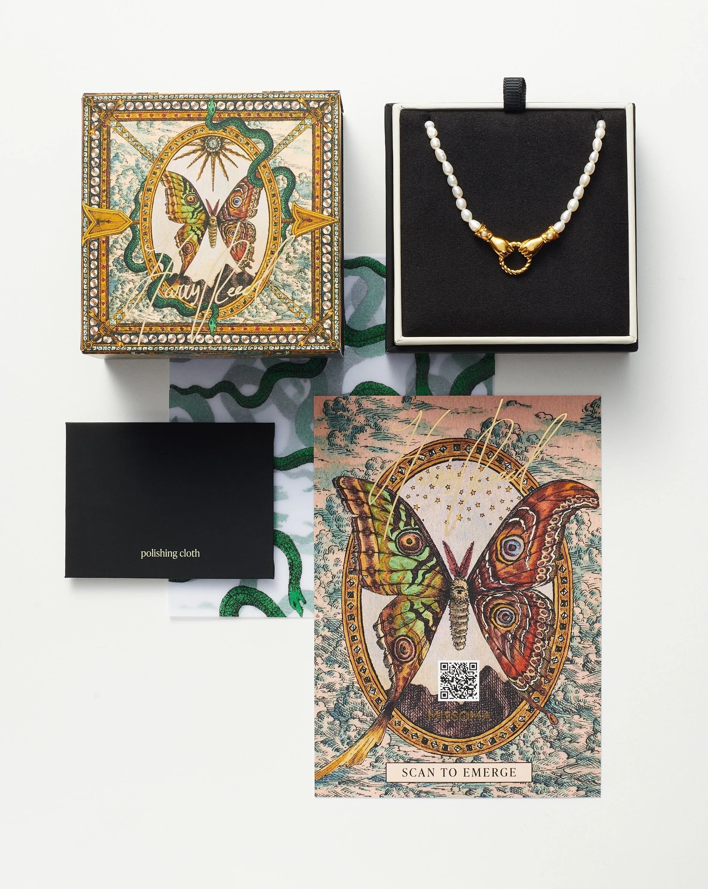 Harris Reed Emerging Butterfly Necklace | 18k Gold Plated/Rainbow Moonstone