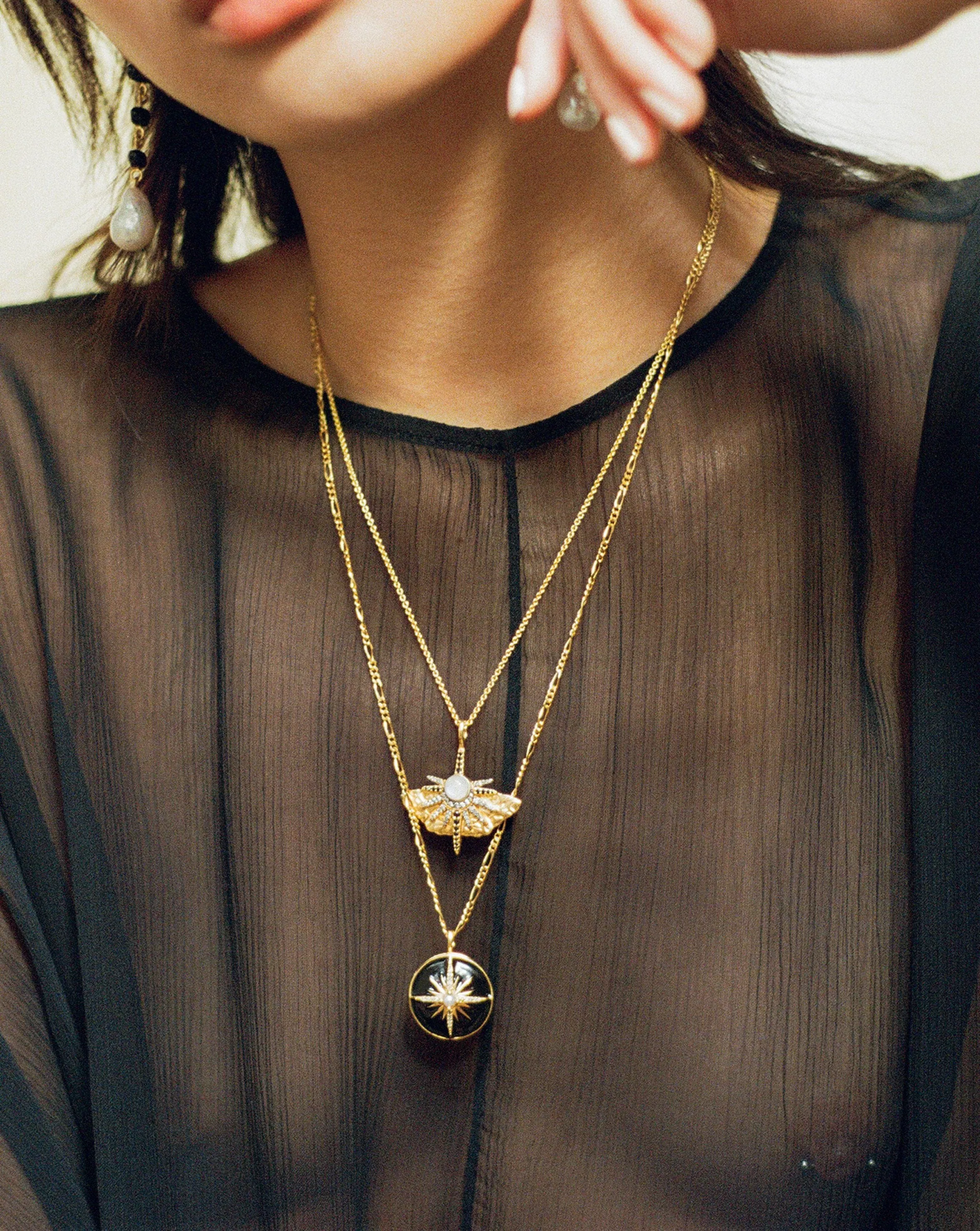 Harris Reed Emerging Butterfly Necklace | 18k Gold Plated/Rainbow Moonstone