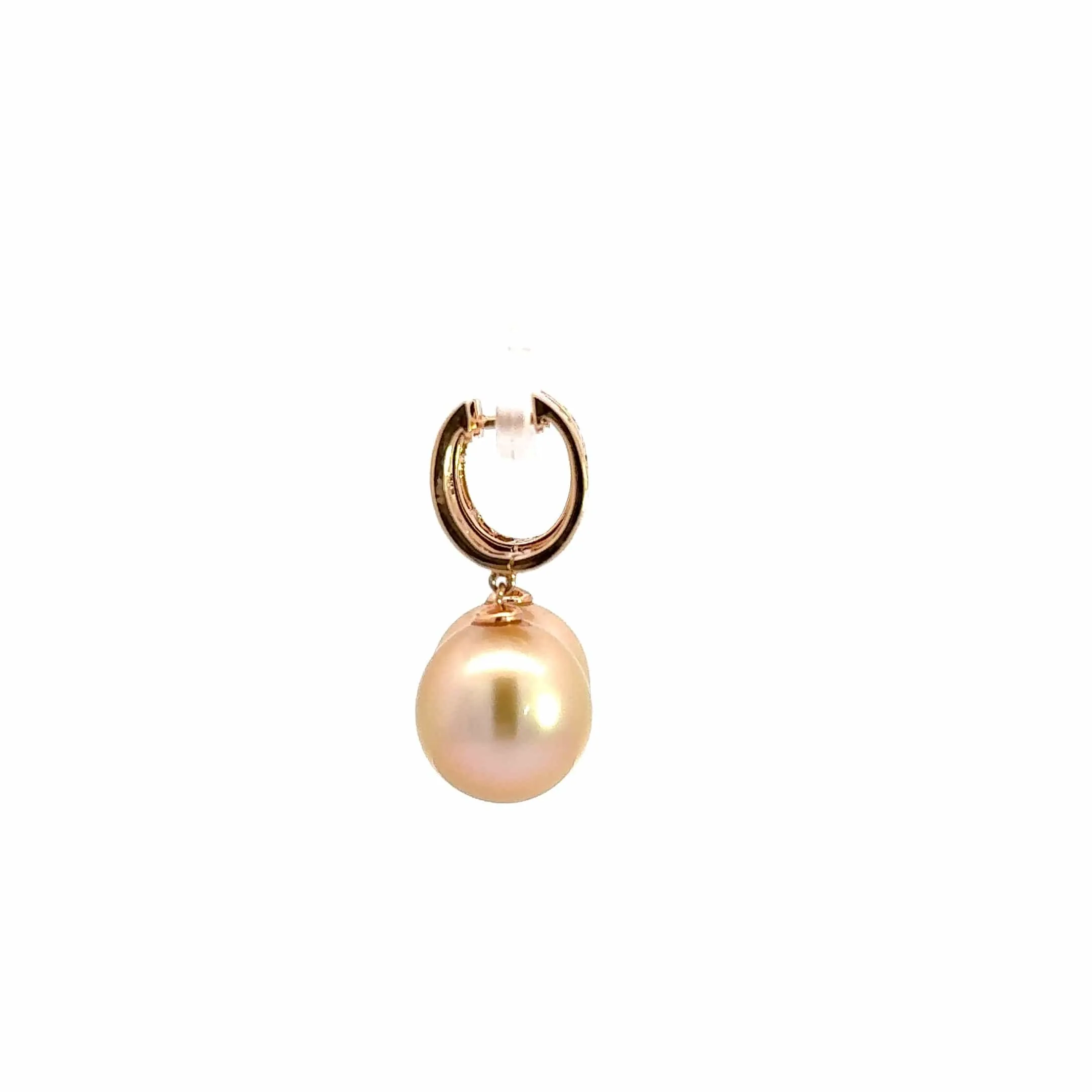 High 18k Rose Gold Tahitian Golden Pearl Dangle Earrings