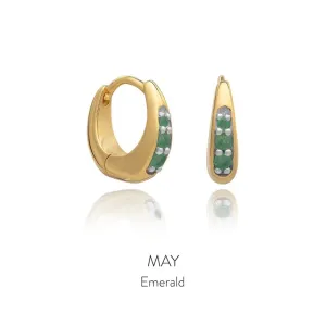 Huggie Hoop Earrings - Gold/Emerald - BIRE3GPEM