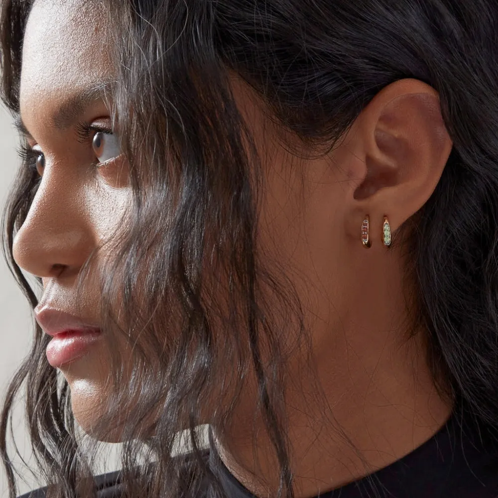 Huggie Hoop Earrings - Gold/Peridot - BIRE3GPPD