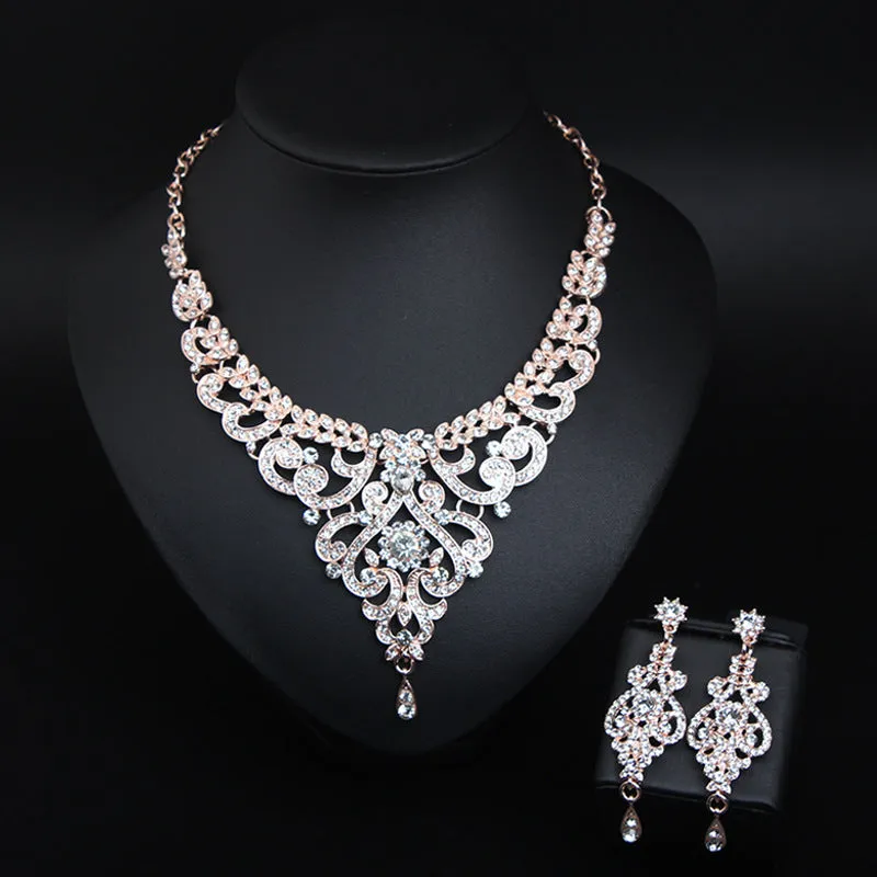Jewelry Sets Vintage Women's Necklaces And Earring Set For Womens Wedding Dress Accessories Ladies Party Bride Earrings Chain