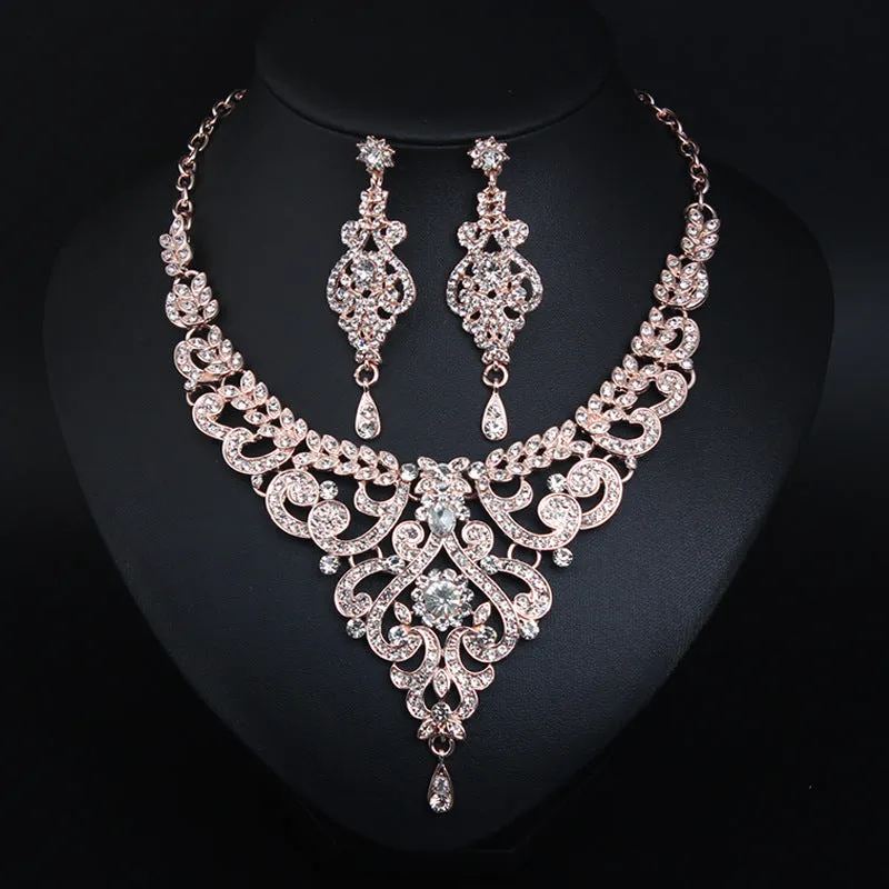 Jewelry Sets Vintage Women's Necklaces And Earring Set For Womens Wedding Dress Accessories Ladies Party Bride Earrings Chain