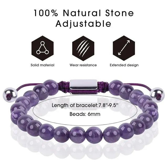 JSJOY Purple Beaded Bracelets for Men Boys Bracelet