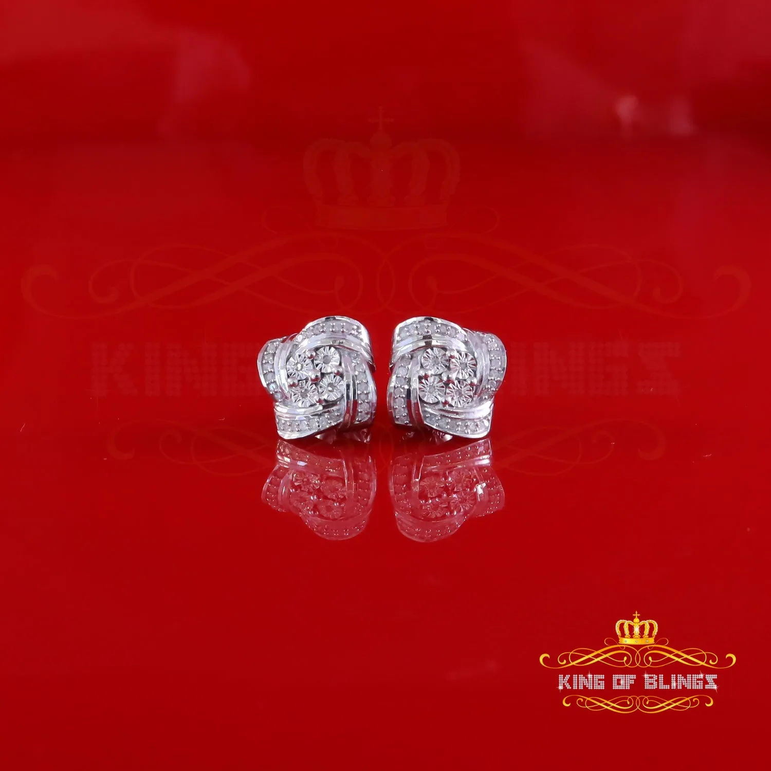 King Of Bling's 0.33ct Diamond 925 Sterling Silver White for Men's & Women Stud SWRILL Earrings