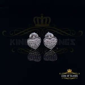 King Of Bling's Aretes Para Hombre Heart 925 White Silver 0.25ct Diamond Men & Women Earrings