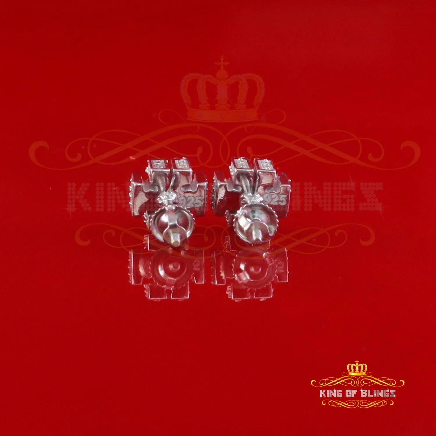King of Bling's Men's/Womens 925 Silver White 1.00ct VVS 'D' Moissanite Tory Burch Stud Earrings