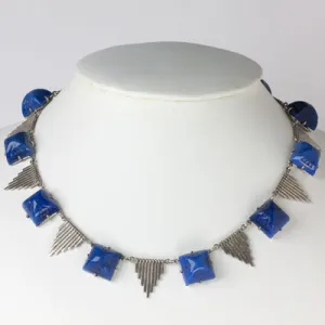 Lapis & Silver Pyramid Necklace