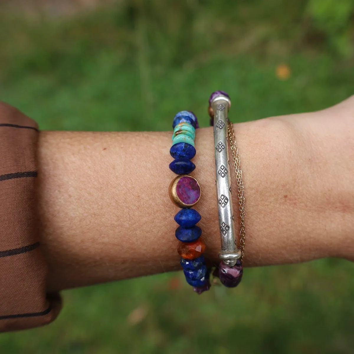 Lapis Charoite & Purple Turquoise Bracelet