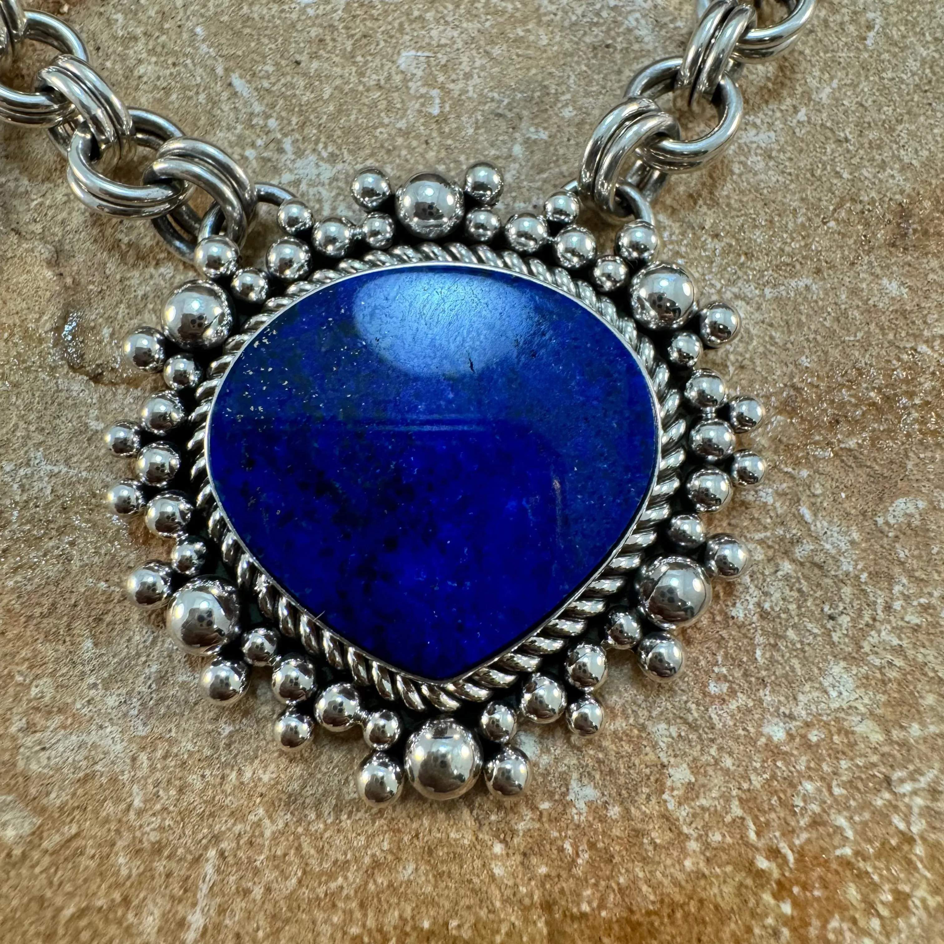 Lapis Sterling Silver Lariat Necklace by Artie Yellowhorse