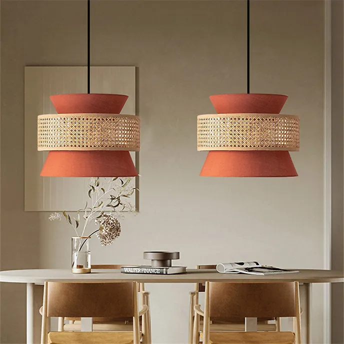 LED Simple Modern Rattan & Cloth Pendant Light