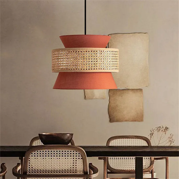 LED Simple Modern Rattan & Cloth Pendant Light