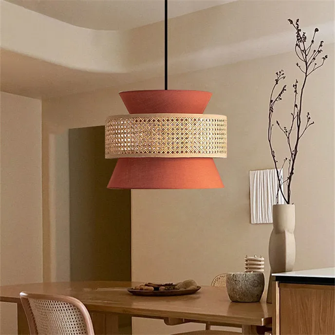 LED Simple Modern Rattan & Cloth Pendant Light