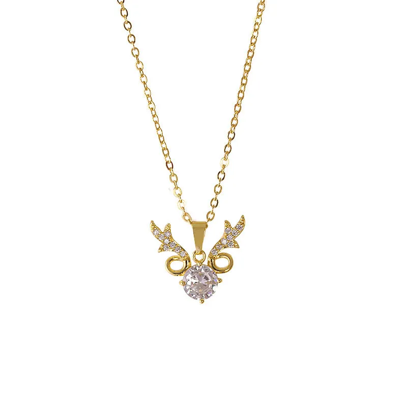 Light luxury niche fashion simple forest elk temperament clavicle chain necklace