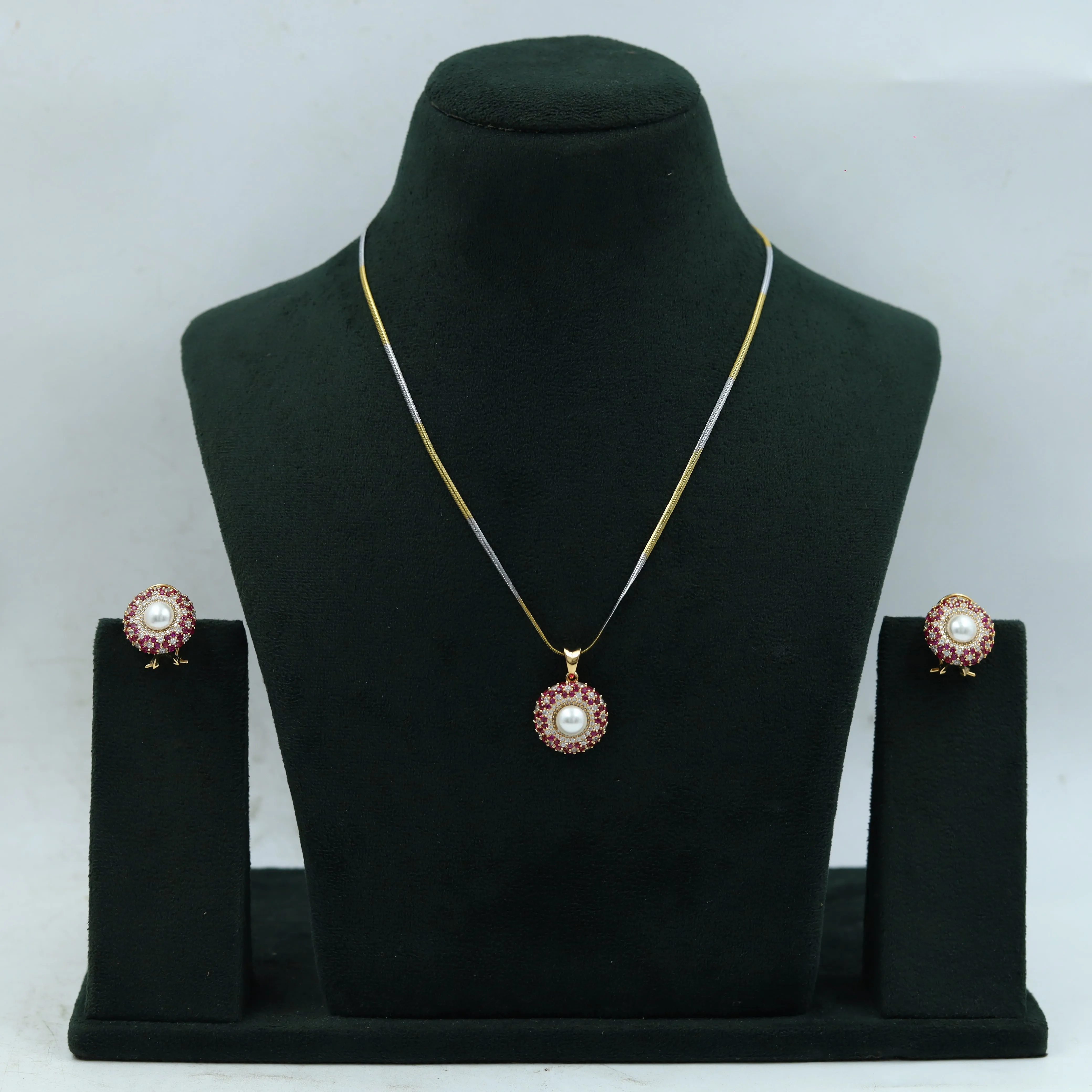 Light Zircon/AD Pendant Set 15257-69
